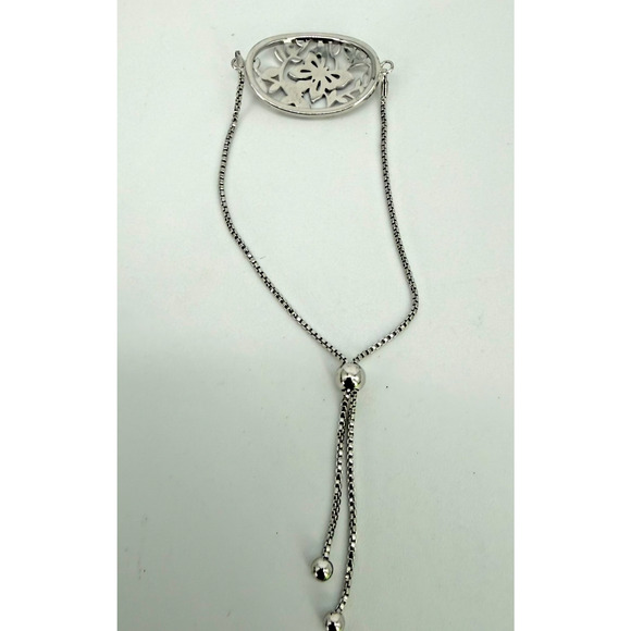 BRILLIANCE Charm Bracelet Marcasite Swarovski Butterfly Adjustable Silver Tone - Picture 4 of 5